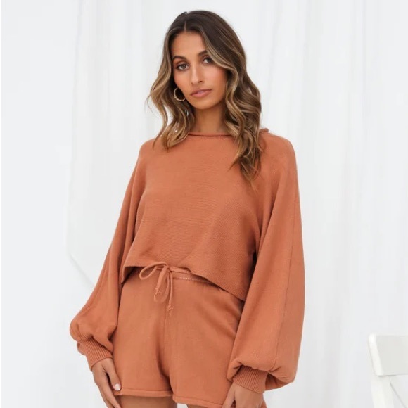 Hello Molly Flight Mode Crop Sweater Tan (Size Small) - Picture 2 of 6